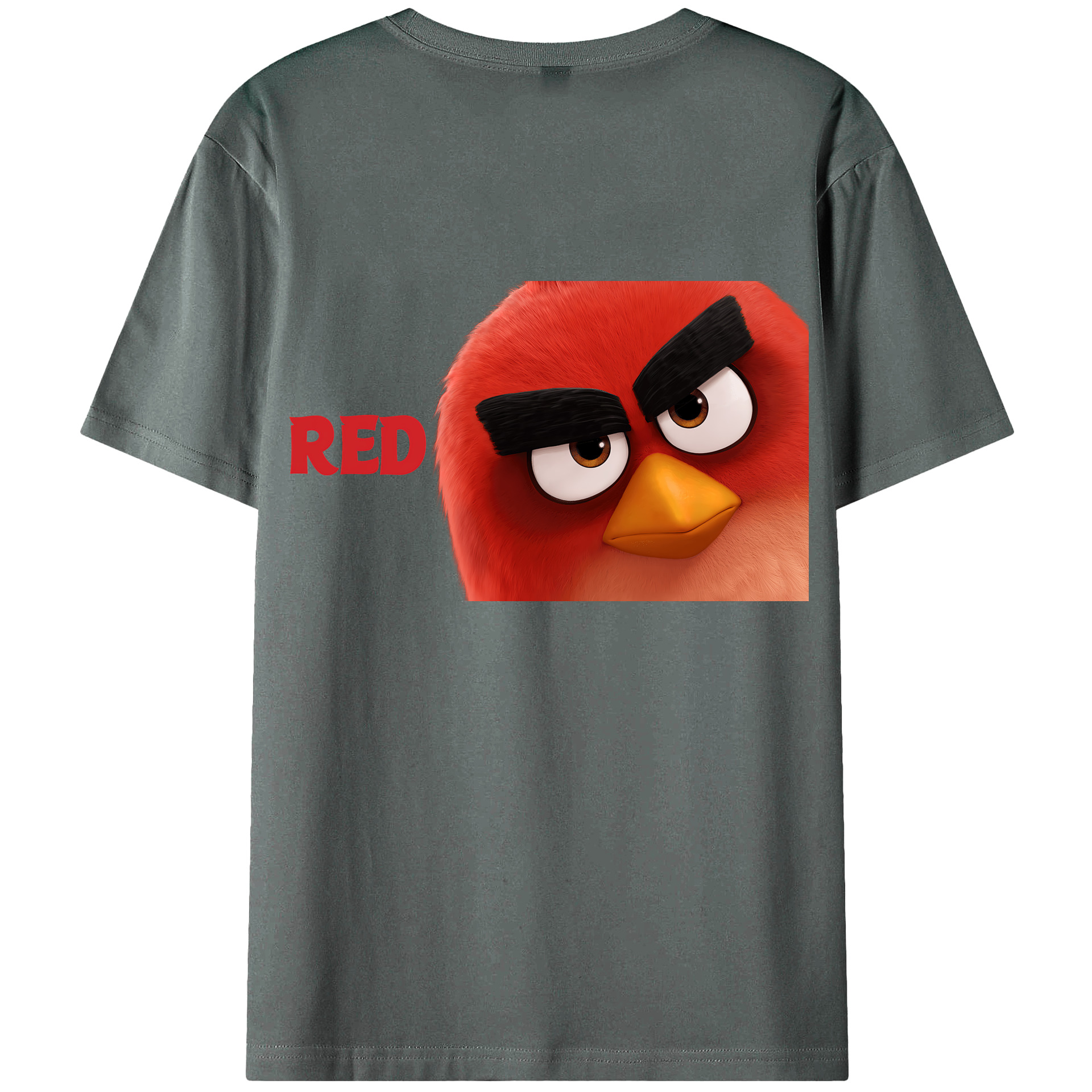（画像用） Angry Birds アングリーバード 綿100％ メンズ半袖Tシャツ（バックプリント） 通気性